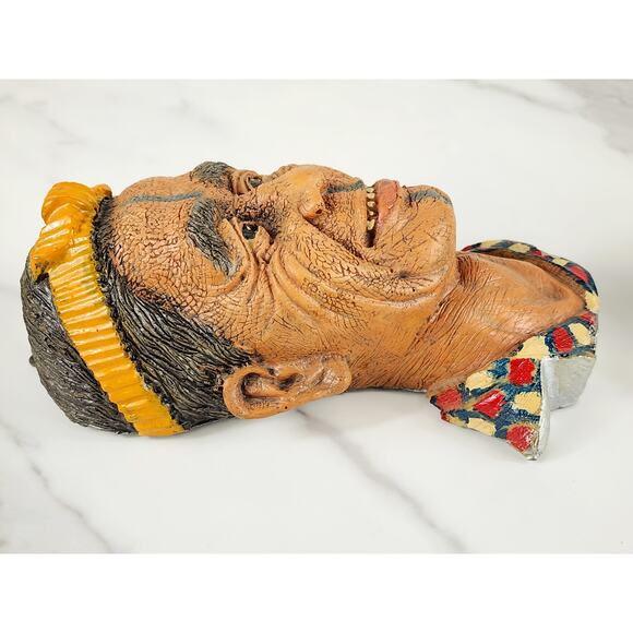 Bust Chinese Asian Oriental Senior Couple Chalkware 6" Wall Decor 80s x2 - Picture 8 of 13